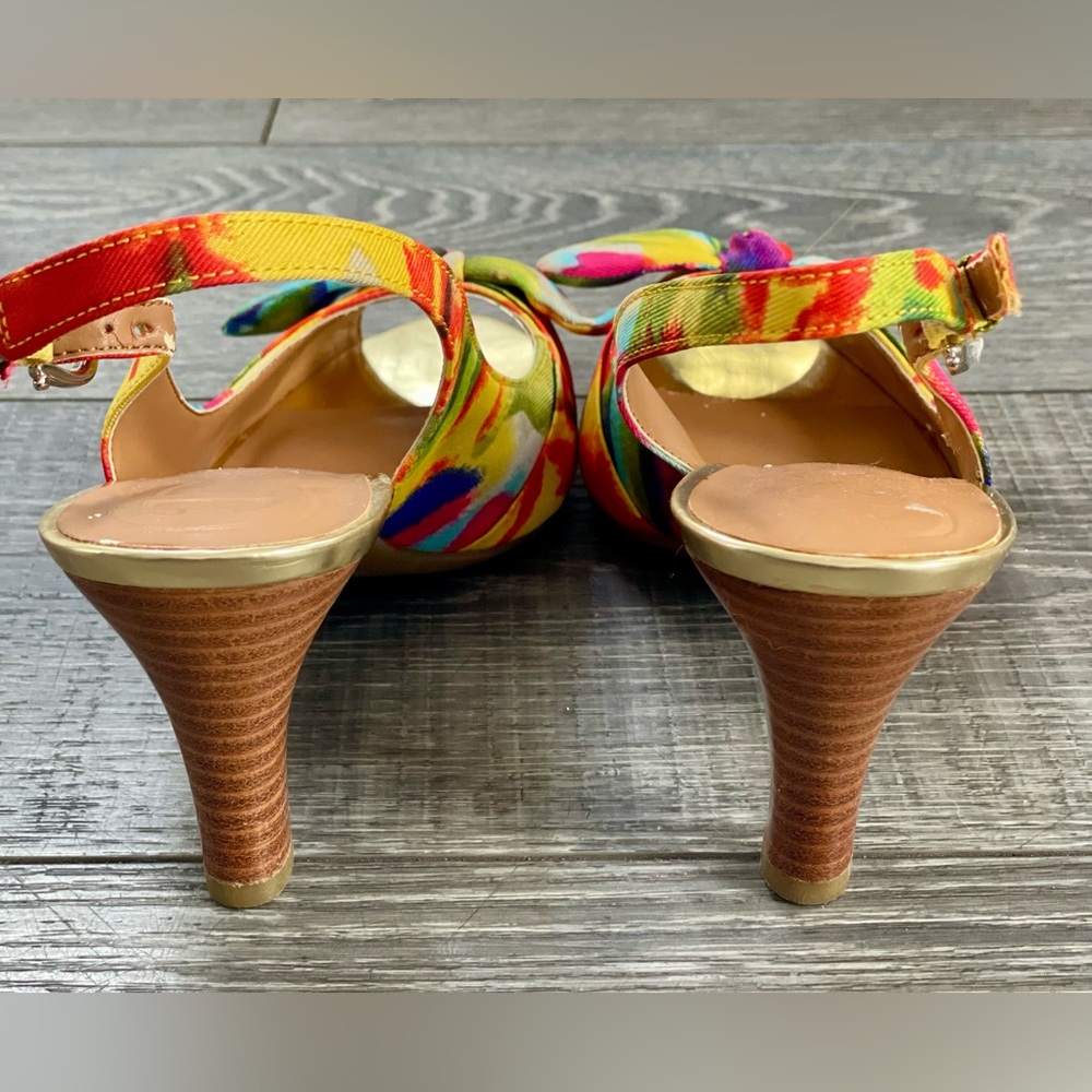 BOGO SALE Etienne Aigner Hadley Slingback Floral Peep Toe Pumps Heel Shoes - Picture 2 of 9